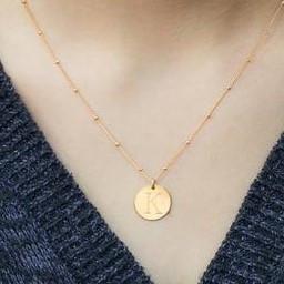 Sterling Silver or Gold Filled Monogrammed Necklace with Satellite Chain