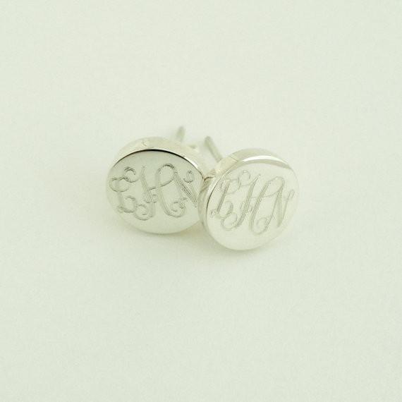 Monogram Stud Earrings in Sterling Silver