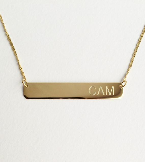 Silver or Gold Bar Necklace Initials Necklace