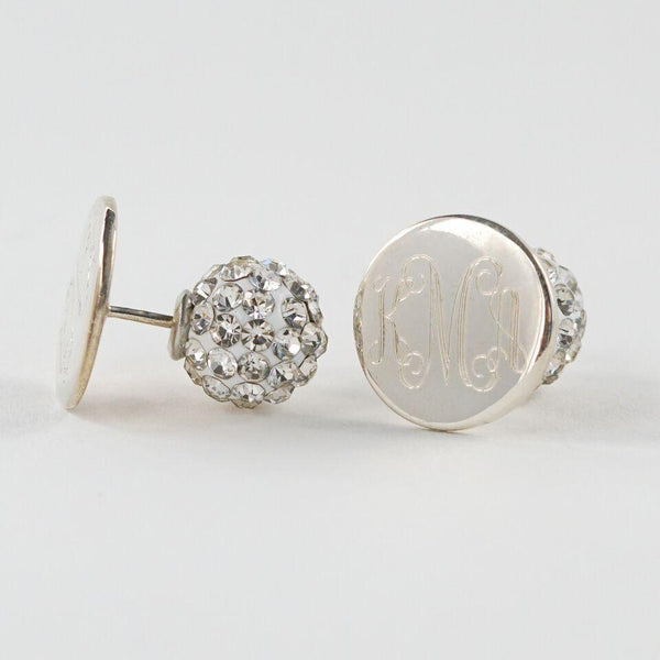 CZ Back Monogram Earrings in Silver, Gold or Rose Gold