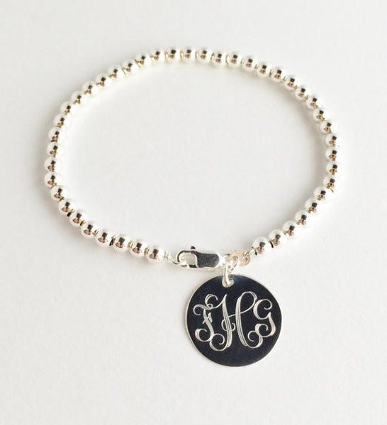 Sterling Bead Monogram Bracelet