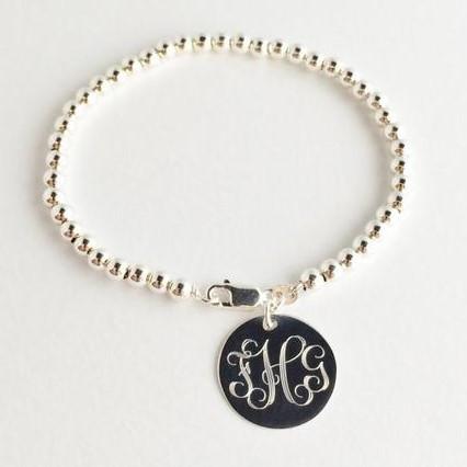 Monogram Bead Bracelet - Sterling Silver