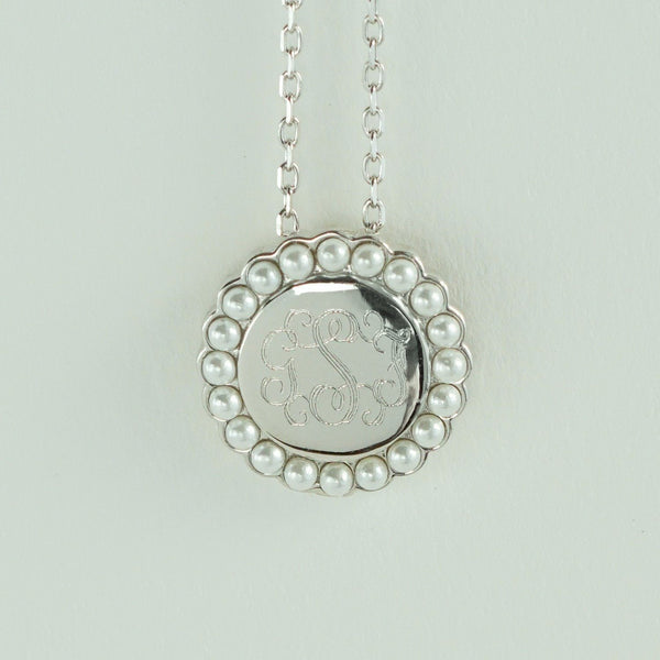 Monogram Pearl Necklace in Sterling Silver
