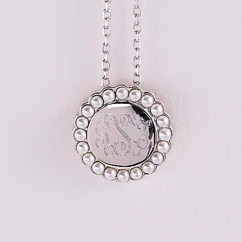 Monogram Pearl Necklace in Sterling Silver