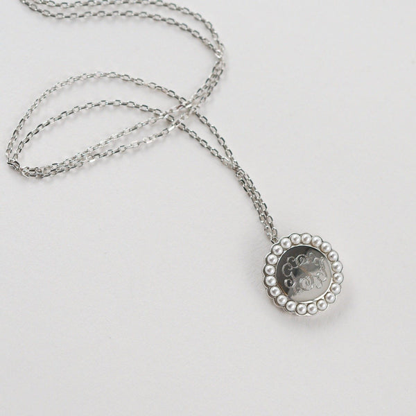 Monogram Pearl Necklace in Sterling Silver