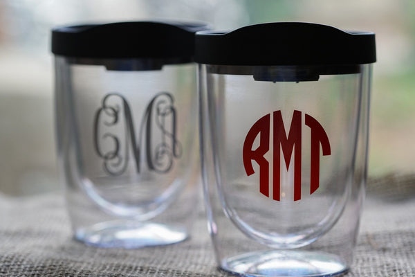 Personalized Acrylic Wine Glasses with Tops Stemless Non-Breakable