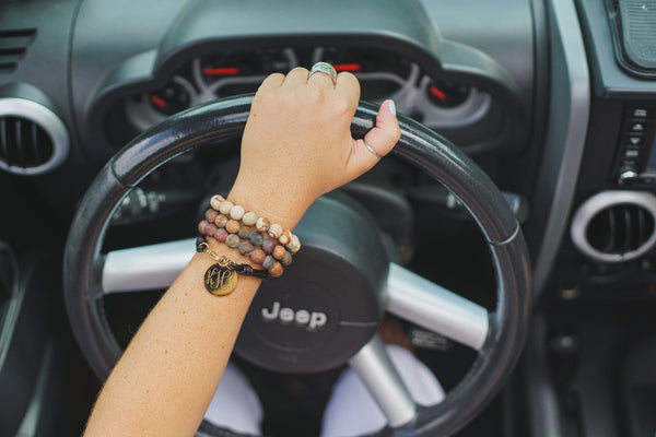 Leather Monogram Bracelet With Gold Charm