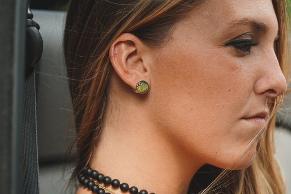 Pearl Back Monogram Earrings Stainless Steel