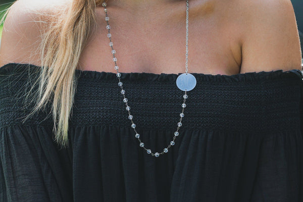 Monogram Side Necklace 3 Inital with Rosary Chain