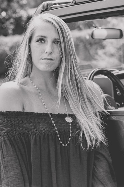 Monogram Side Necklace 3 Inital with Rosary Chain