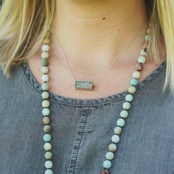 Block Monogram Necklace Mothers Necklace