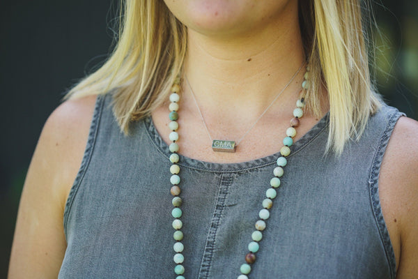 Block Monogram Necklace Mothers Necklace