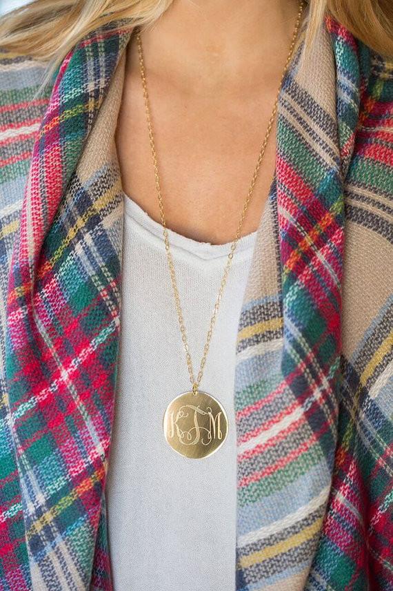 Large Gold Monogram Statement Necklace