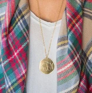 Large Gold Monogram Statement Necklace