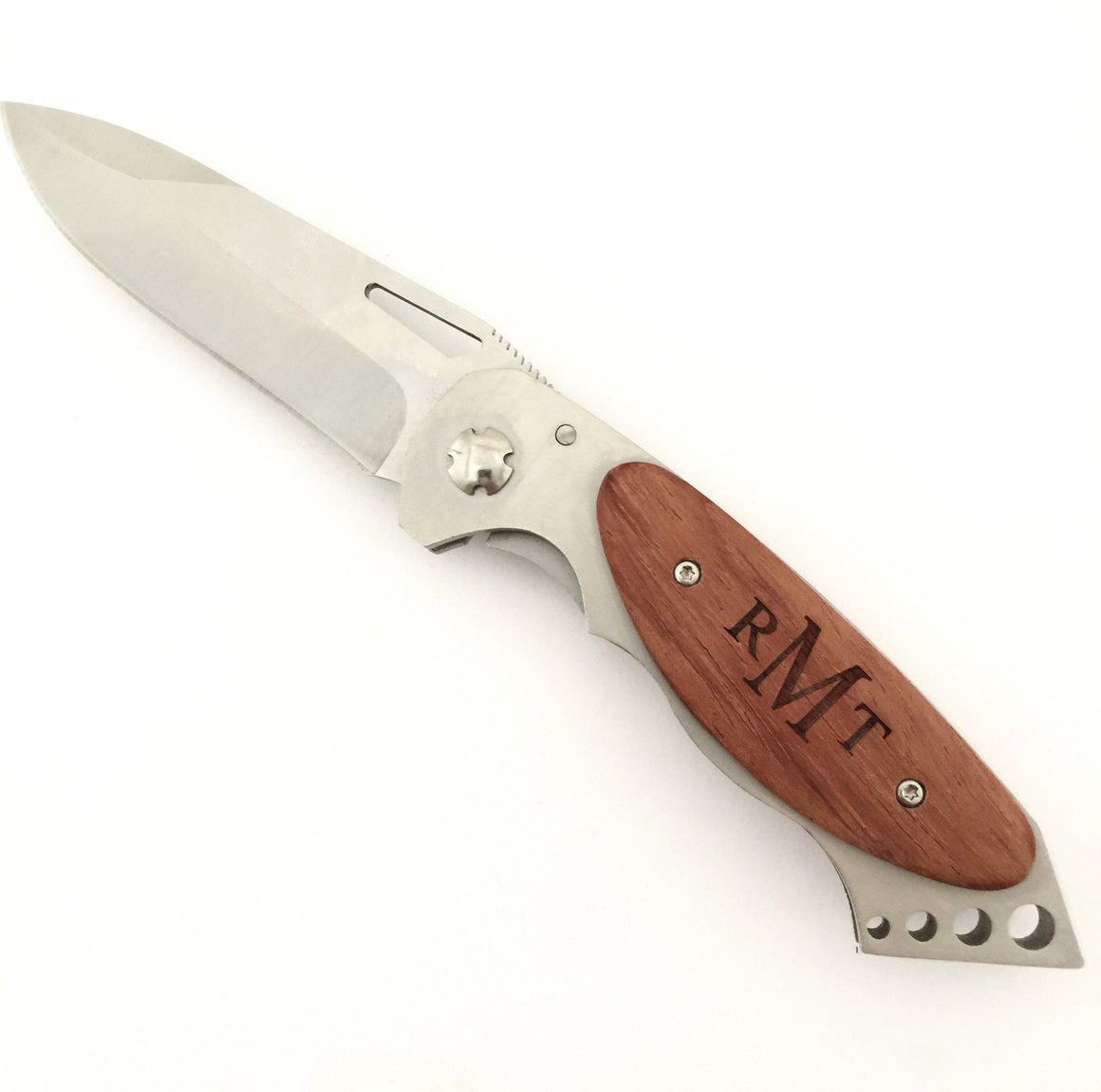 Engraved Wooden Pocket Knife with Belt Clip Personalized