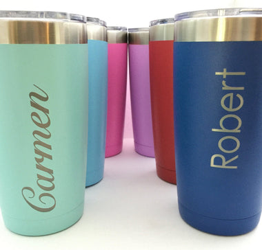 Personalized Powder Coated Tumbler 20oz Engraved Double Wall Insulated Stainless Steel