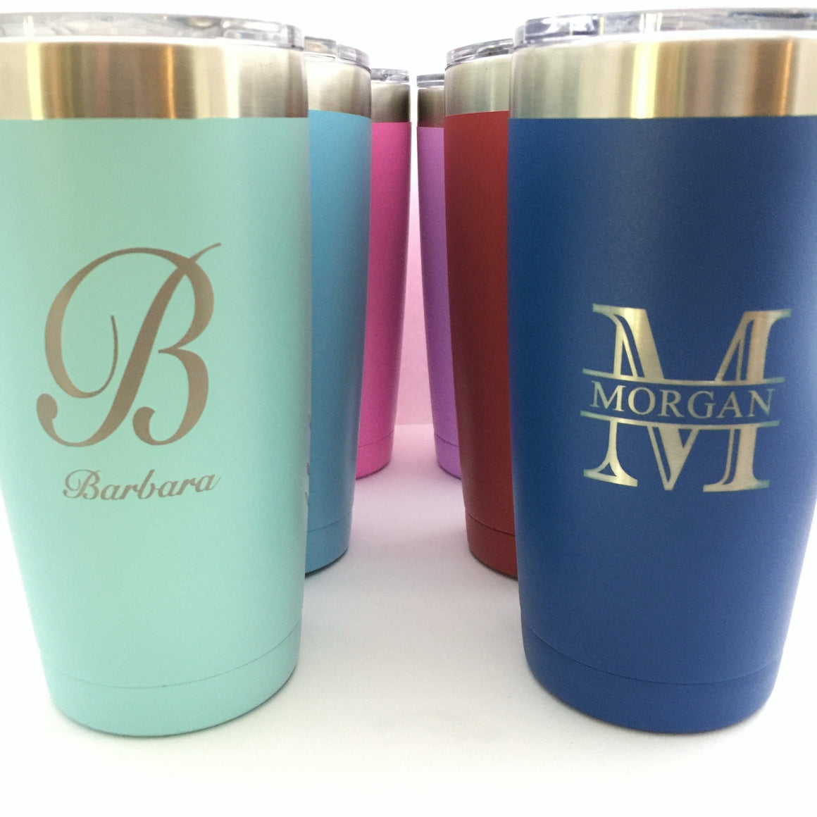 Personalized Powder Coated Tumbler 20oz Engraved Double Wall Insulated Stainless Steel