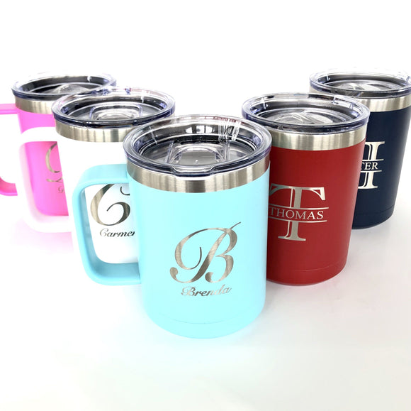 Personalized Powder Coated Coffee Tumbler Double Wall Insulated Stainless Steel