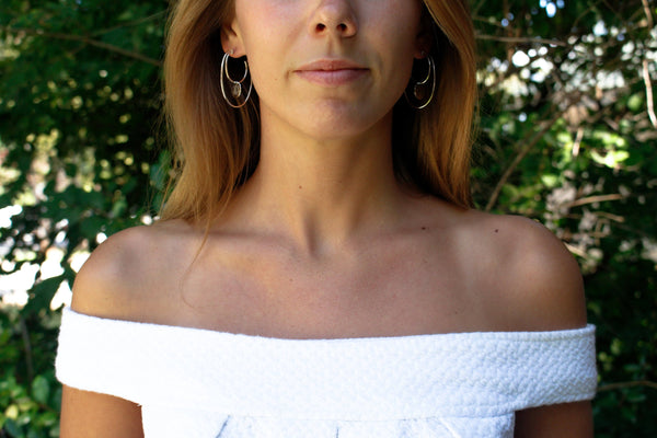 Hoop Earrings with Monogram Charm in Silver, Gold or Rose Gold