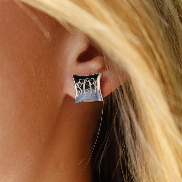 Monogram Earrings in Silver, Gold, or Rose Gold