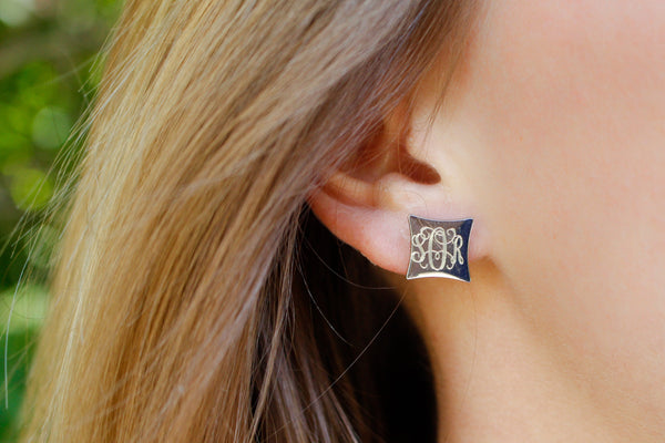 Monogram Earrings in Silver, Gold, or Rose Gold