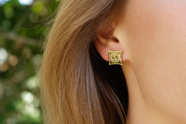 Monogram Earrings in Silver, Gold, or Rose Gold