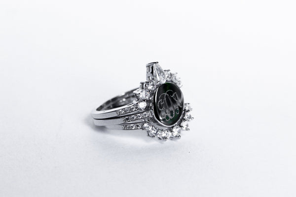 Sterling Silver and CZ Monogram Ring with Jacket Stackers