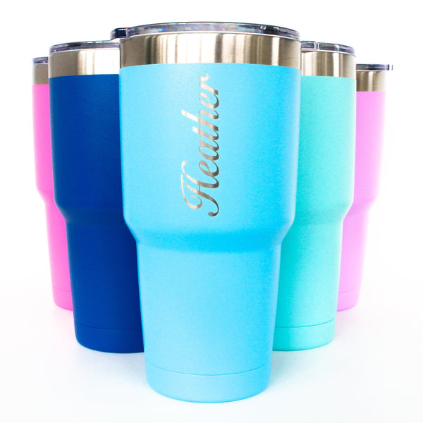 Powder Coated Tumbler 30oz Engraved Double Wall Insulated Stainless Steel