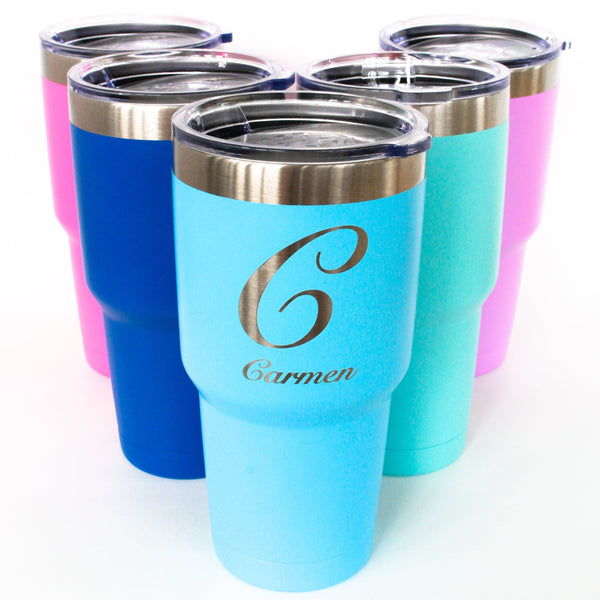 Powder Coated Tumbler 30oz Engraved Double Wall Insulated Stainless Steel