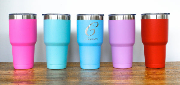 Powder Coated Tumbler 30oz Engraved Double Wall Insulated Stainless Steel