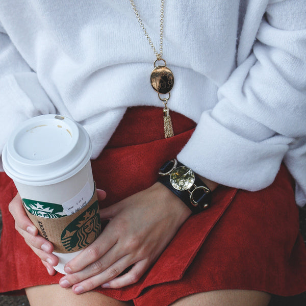 Long Monogram Tassel Necklace in Silver or Gold Finish