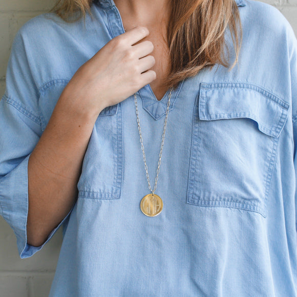 Long Silver or Gold Monogram Layering Necklace 1"