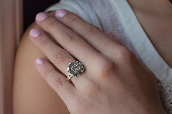 Nautical Monogram Ring in Sterling Silver