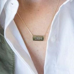 Tiny Bar Initial Necklace Sterling Silver or Gold Plated