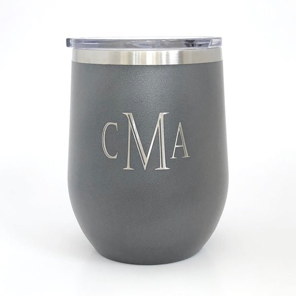 Personalized Powder Coated Wine Glass 12oz Engraved Double Wall Insulated Stainless Steel in 9 Colors