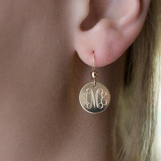 Monogram Dangle Earrings Gold Filled
