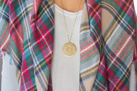 Large Gold Monogram Statement Necklace