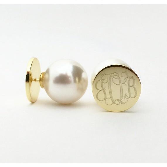 gold pearl back earrings
