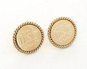 gold monogram stud earrings