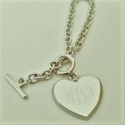 Heart Toggle Bracelet Engraved Monogram Bracelets