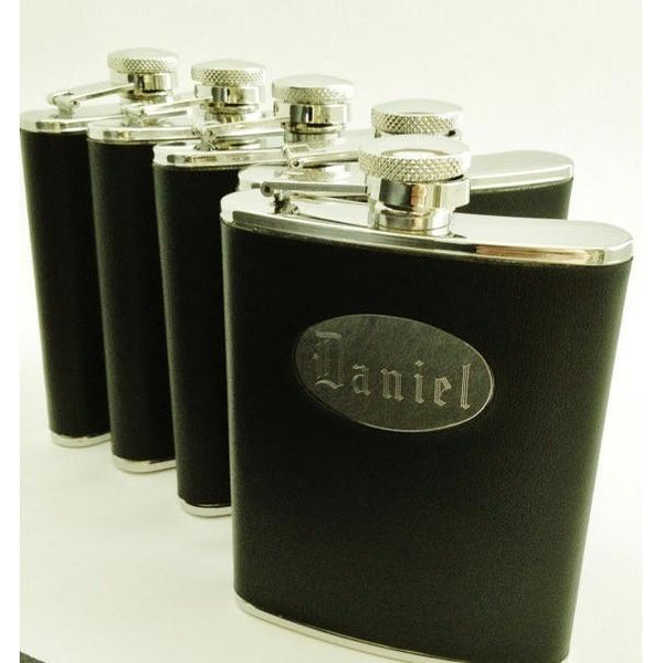 wrapped black flasks