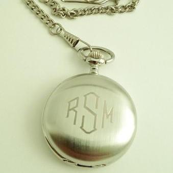 Mens Pocket Watch Engraved for Groomsmen Gift or Groom Gift