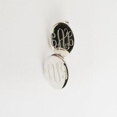 Personalized Oval Stud Earrings - Sterling Silver