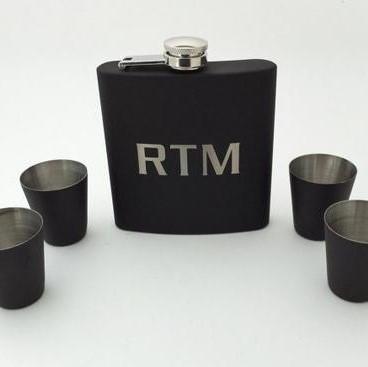 Matte Black Boxed Flask Gift Set