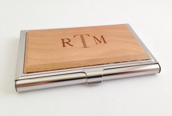 wood card case
