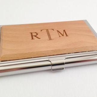 Personalized Wood Business Card Case