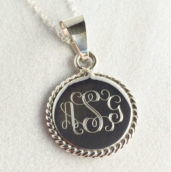 Monogrammed Nautical Rope Necklace in Sterling Silver
