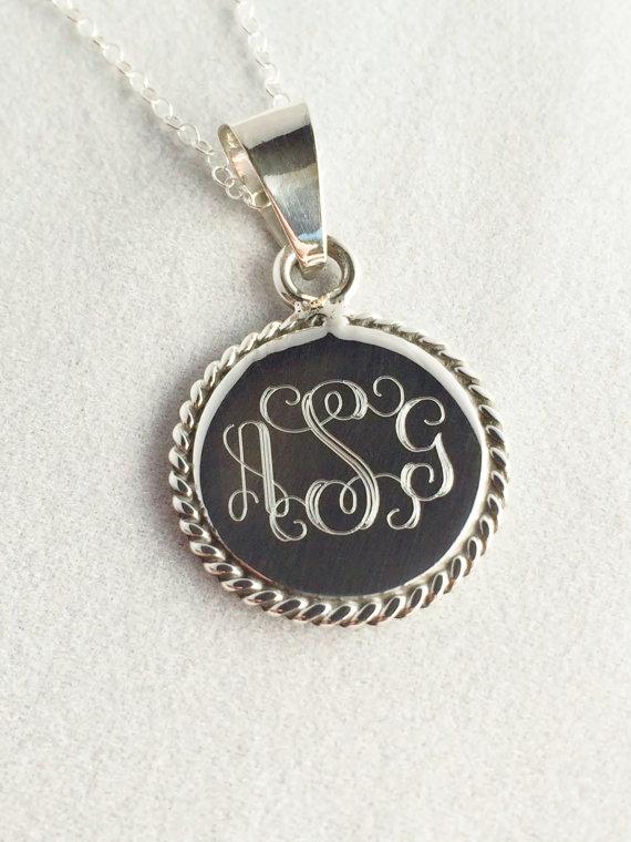 Monogrammed Nautical Rope Necklace in Sterling Silver