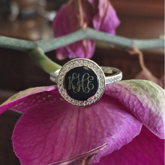 Cubic Zirconia Monogram Ring