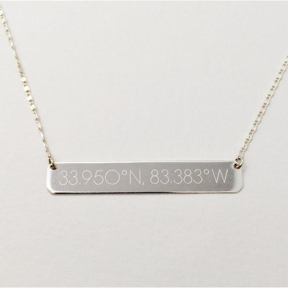 Coordinates Bar Necklace in Sterling Silver or Gold
